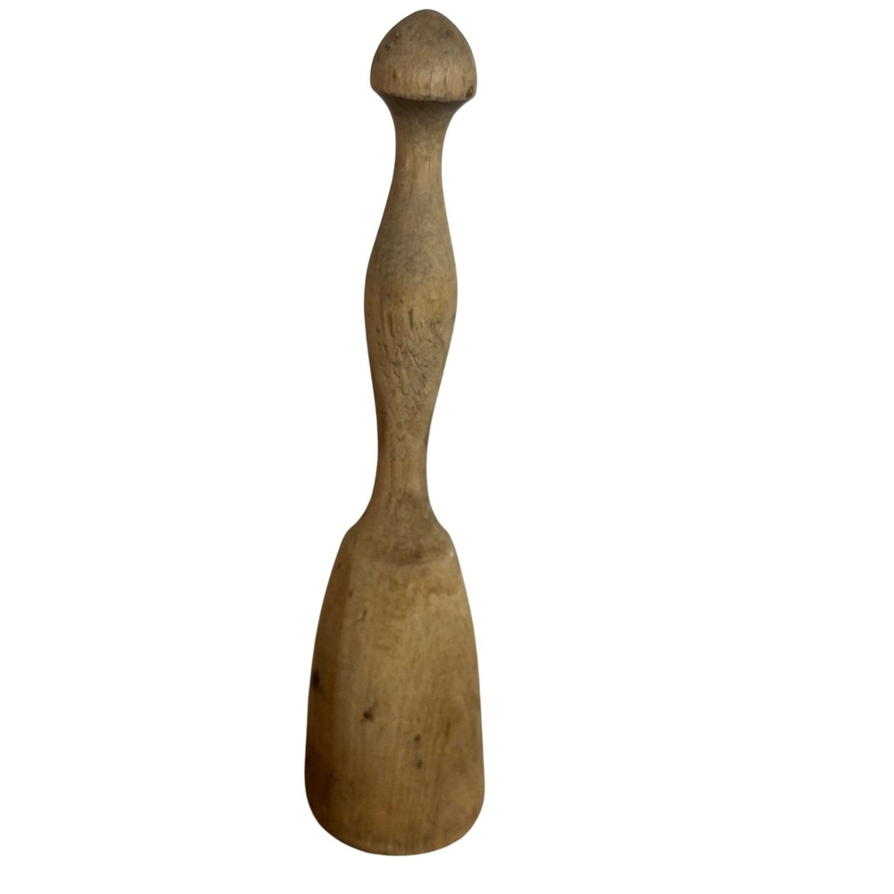 Vintage Hand Turned Primitive Pestle Farmhouse Kitchen Masher